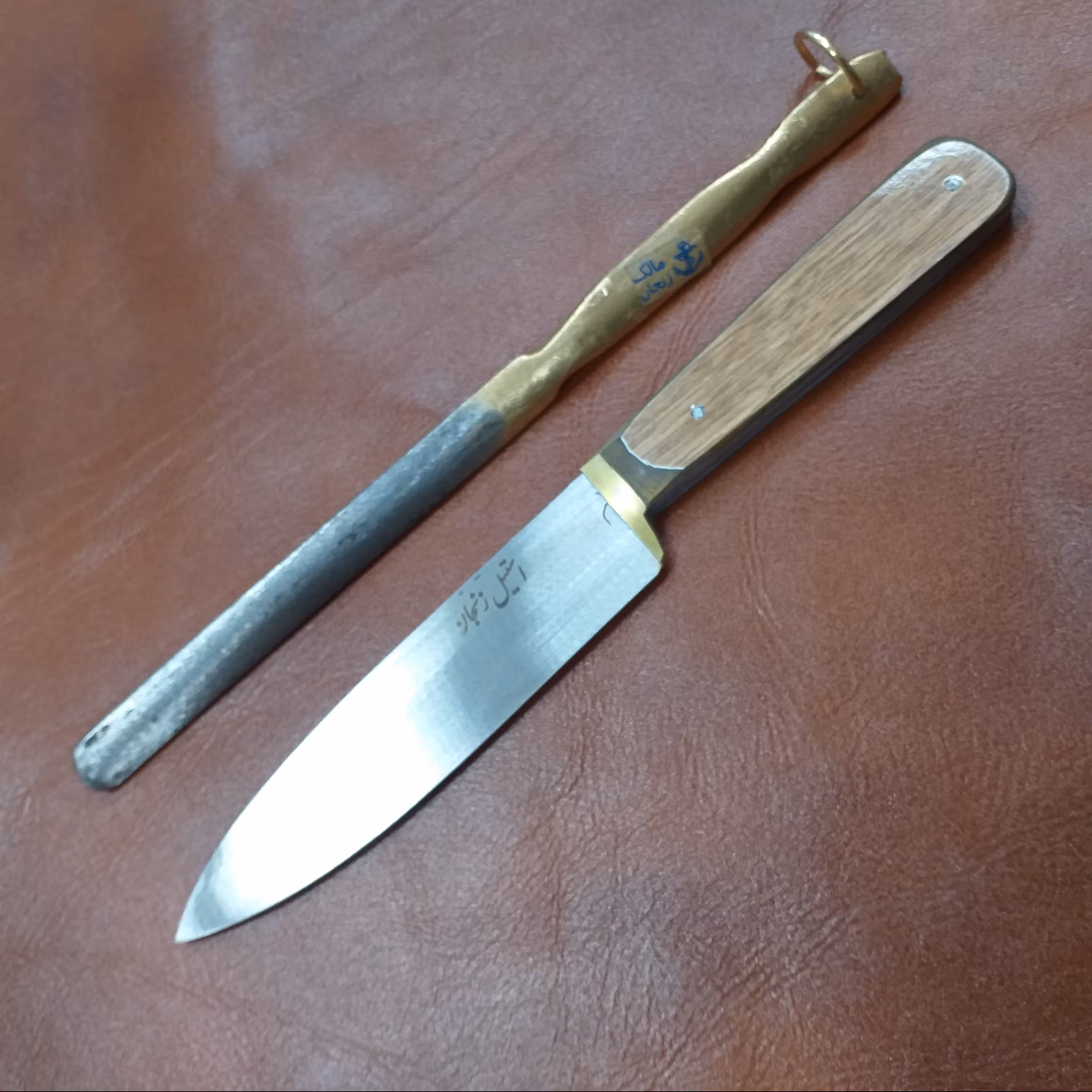 چاقوی اشپزخانه استیل ضدزنگ زنجان همراه باتیزکن ست 2عددی باهم