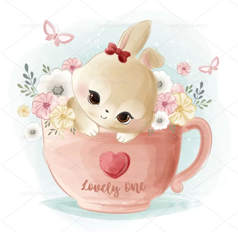 وکتور کاراکتر خرگوش با مزه با کیفیت | گرافیک با طعم تربچه