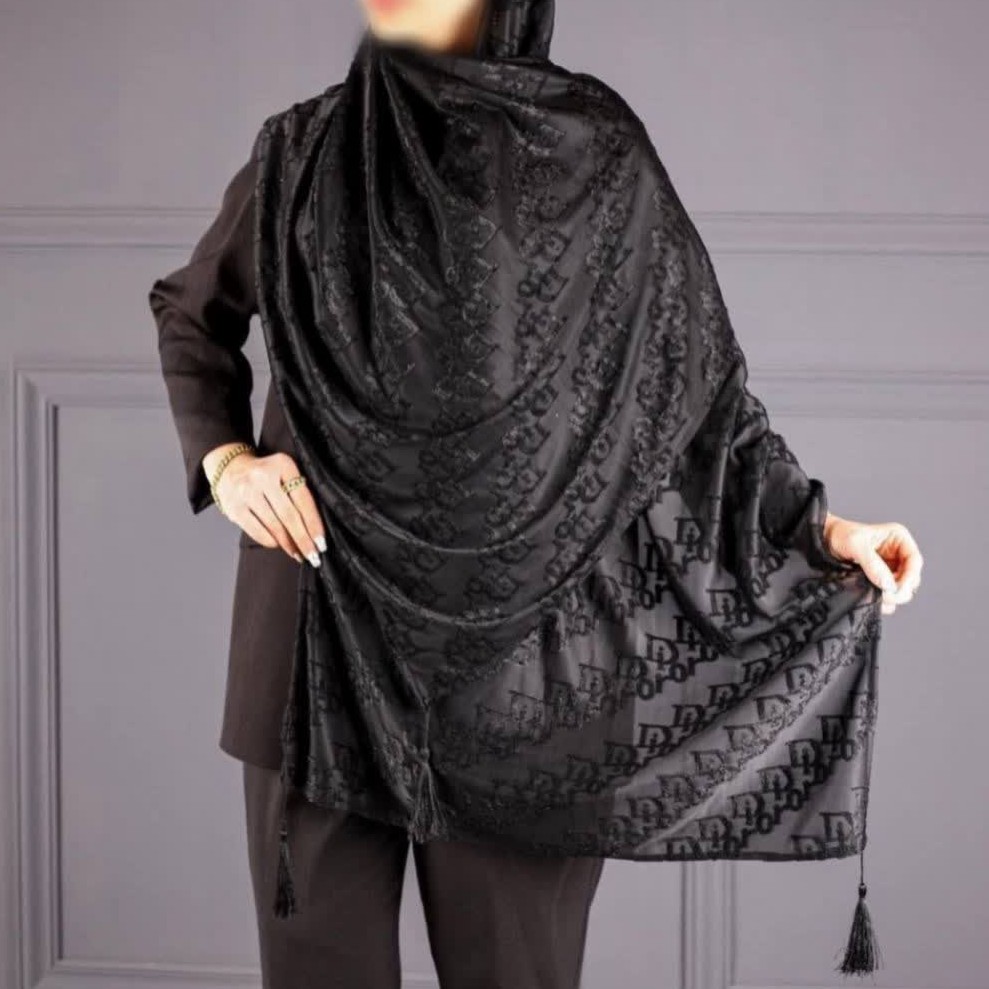 شال مزونی طرح برجسته مخملی