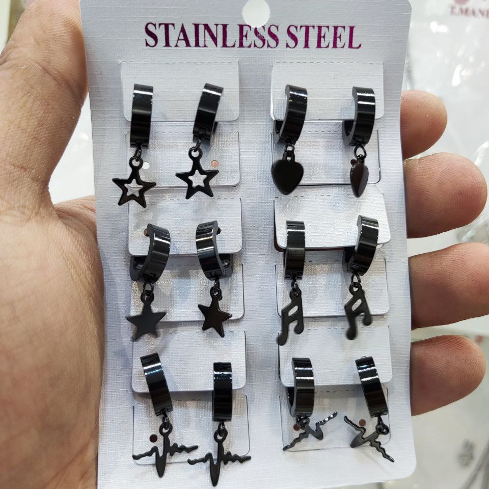 گوشواره حلقه ای استیل آویز دار اسپرت کد24فروشگاه لوکس آیسان هر عدد