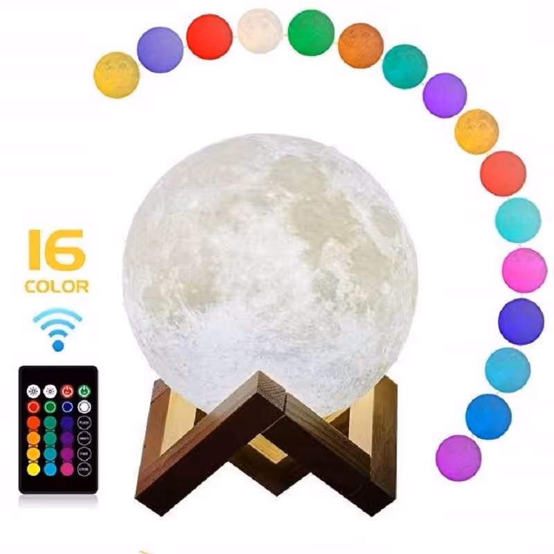 S3آباژور رومیزی مدل کره ماه سایز کوچک مولتی کالر 16رنگ به همراه ریموت کنترلی