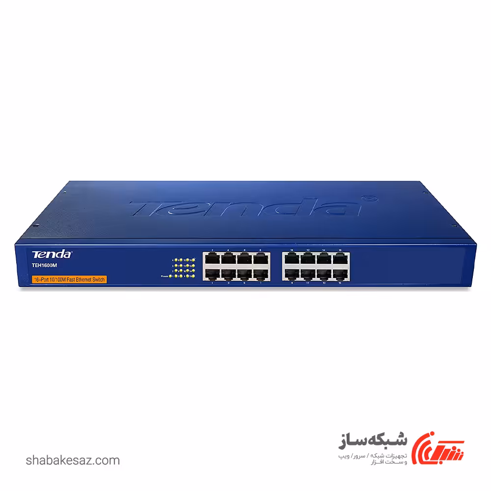 قیمت و خرید سوییچ شبکه تندا Tenda TEH-1600M رکمونت 16 پورت 10/100Mbps - شبکه ساز