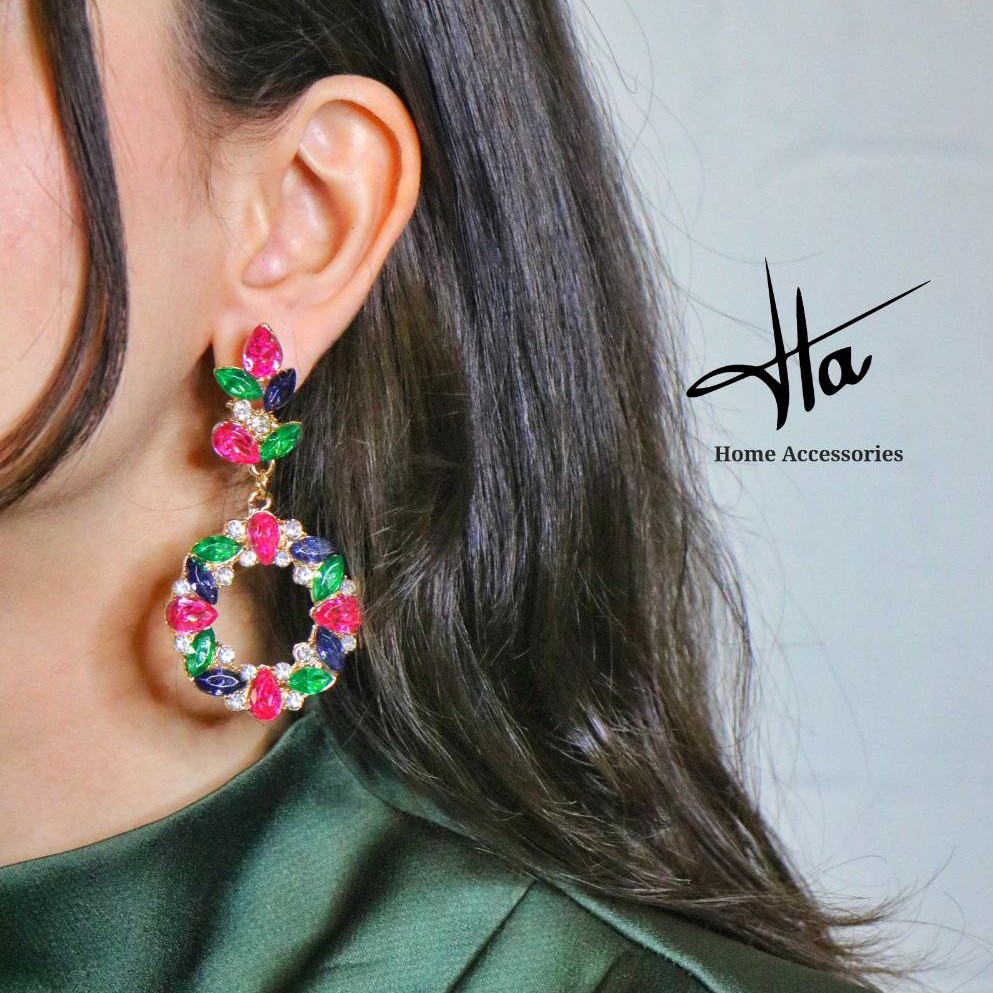 گوشواره جواهری رنگی