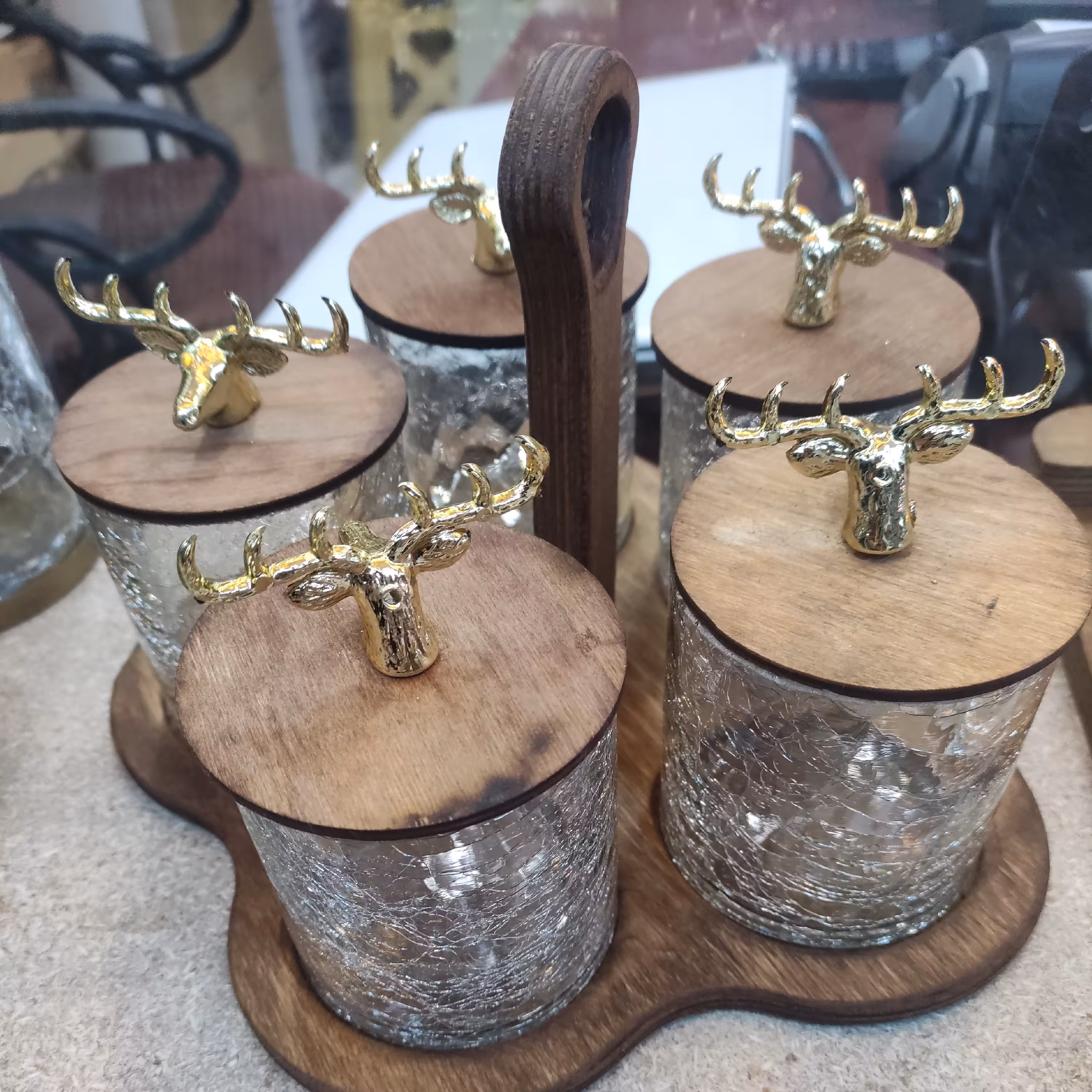 پا سماوری 5 عددی اسند دار چوب بامبو 