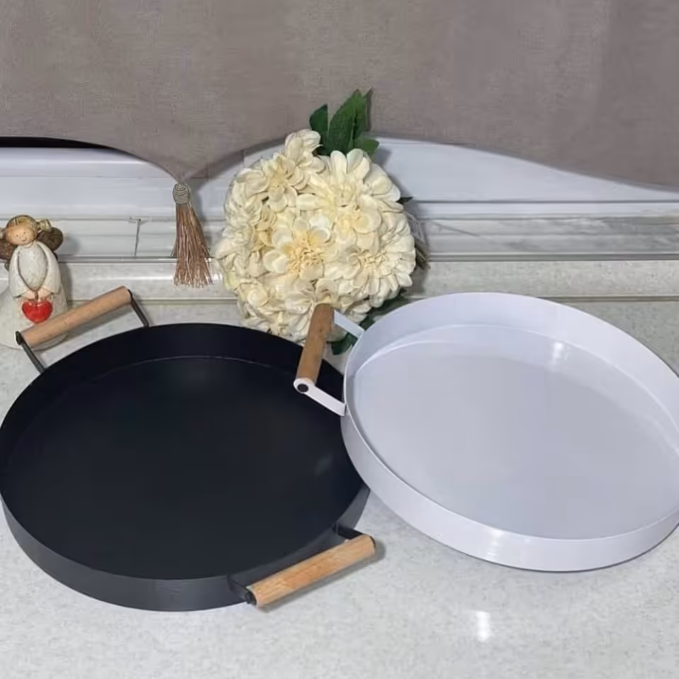 سینی سرو پلاس دسته چوبی 