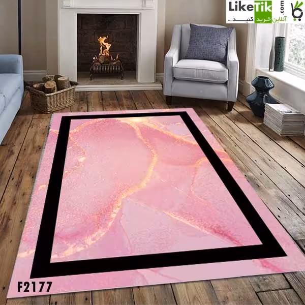 فرشینه مخمل لایکتیک سه لایه سایز 200 در 140 طرح سرامیک کد F2177