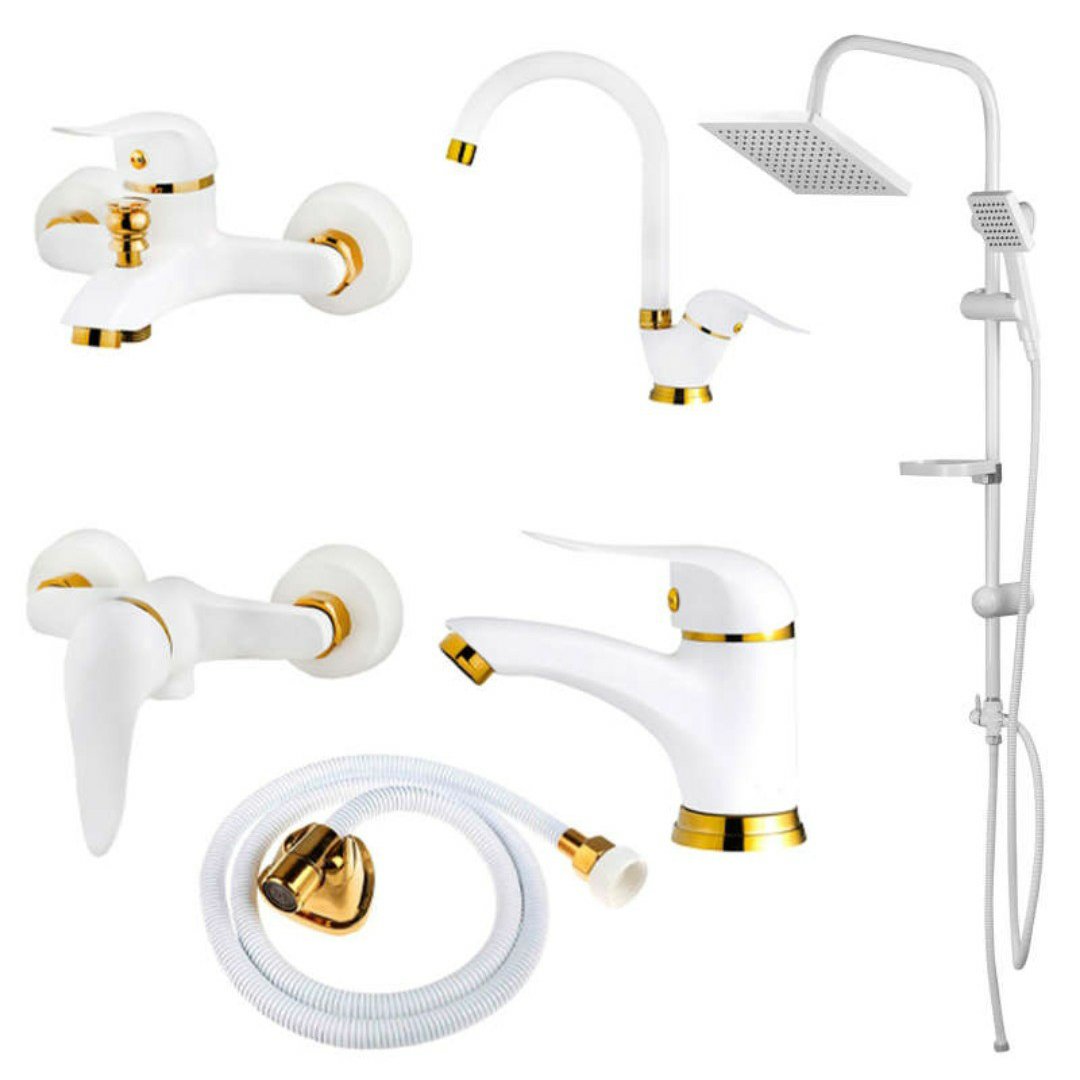 ست 6 عددی شیر آلات اردکی سفیدطلا