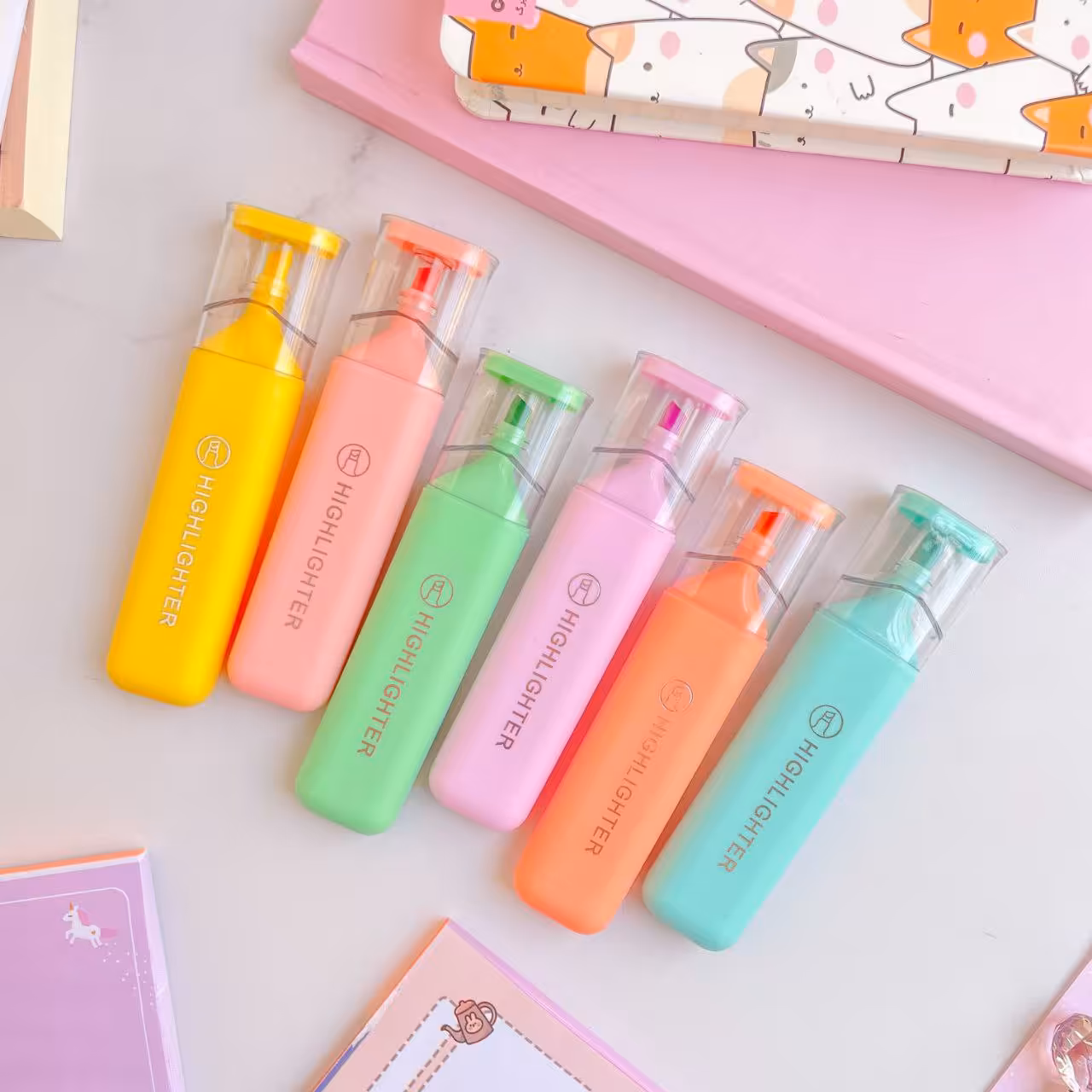 ماژیک هایلایتر پاستلی ( در 6 رنگ زیبا و جذاب ) 