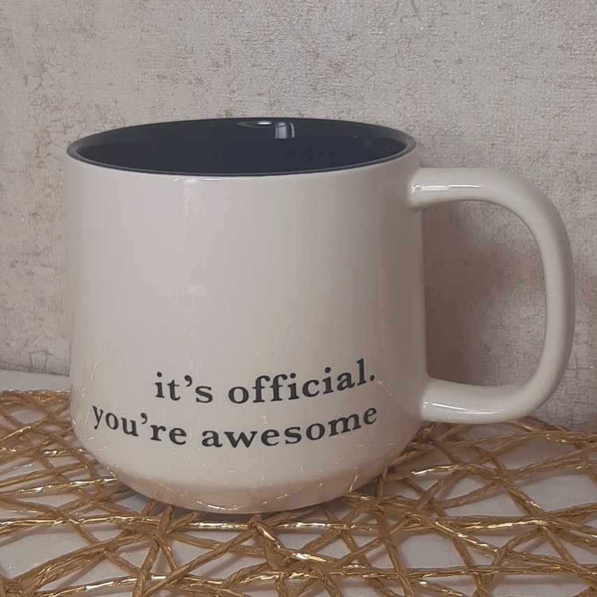 ماگ  سرامیکی سفید داخل سورمه ای بسیار شیک کیفیت بینظیر