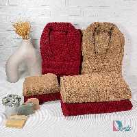 حوله ست دو نفره روویتا رنگ زرشکی و شکلاتی