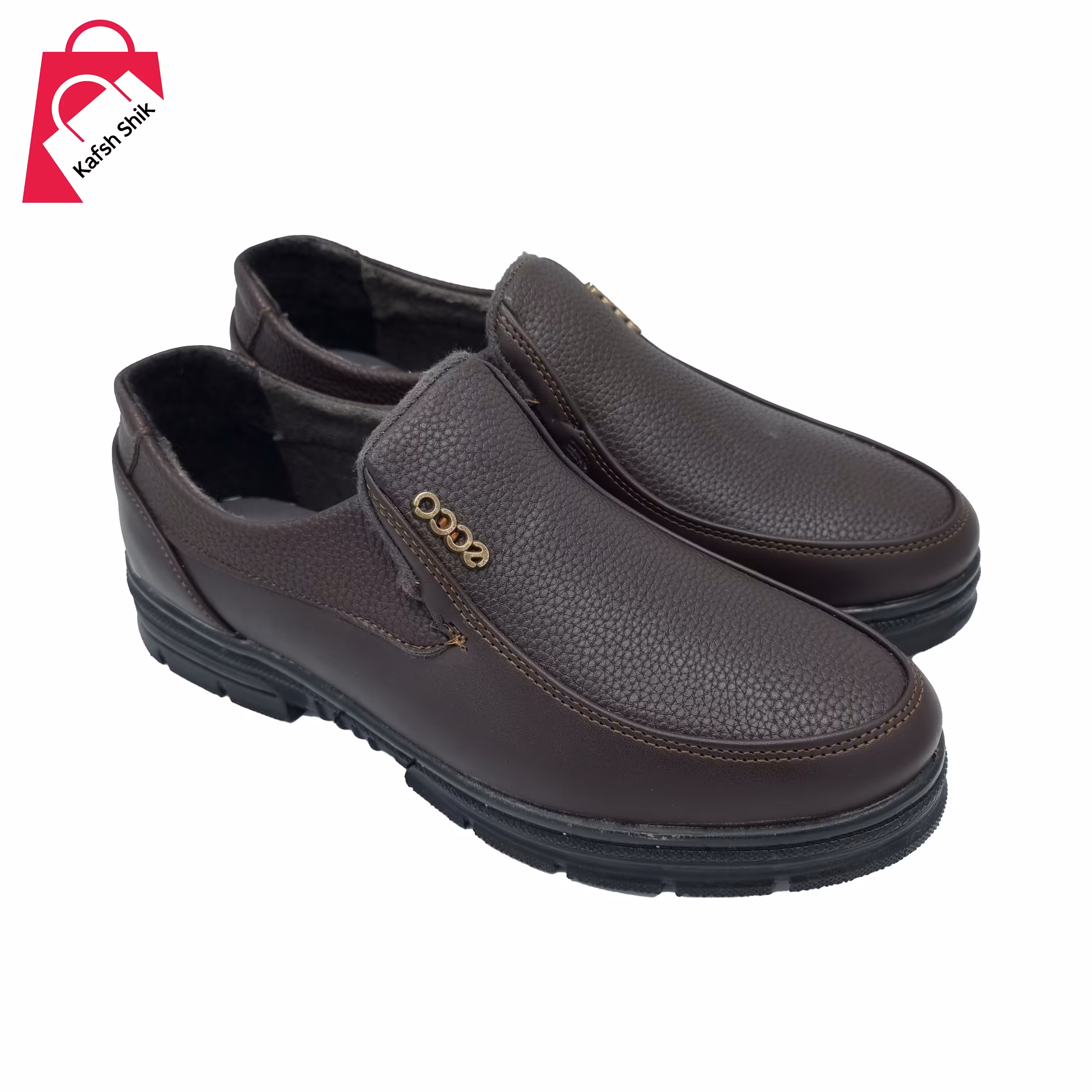 کفش چرم مردانه  روزمره مدل اکو رنگ قهوای دوردوخت  ( سایزهای 40 تا 44 )