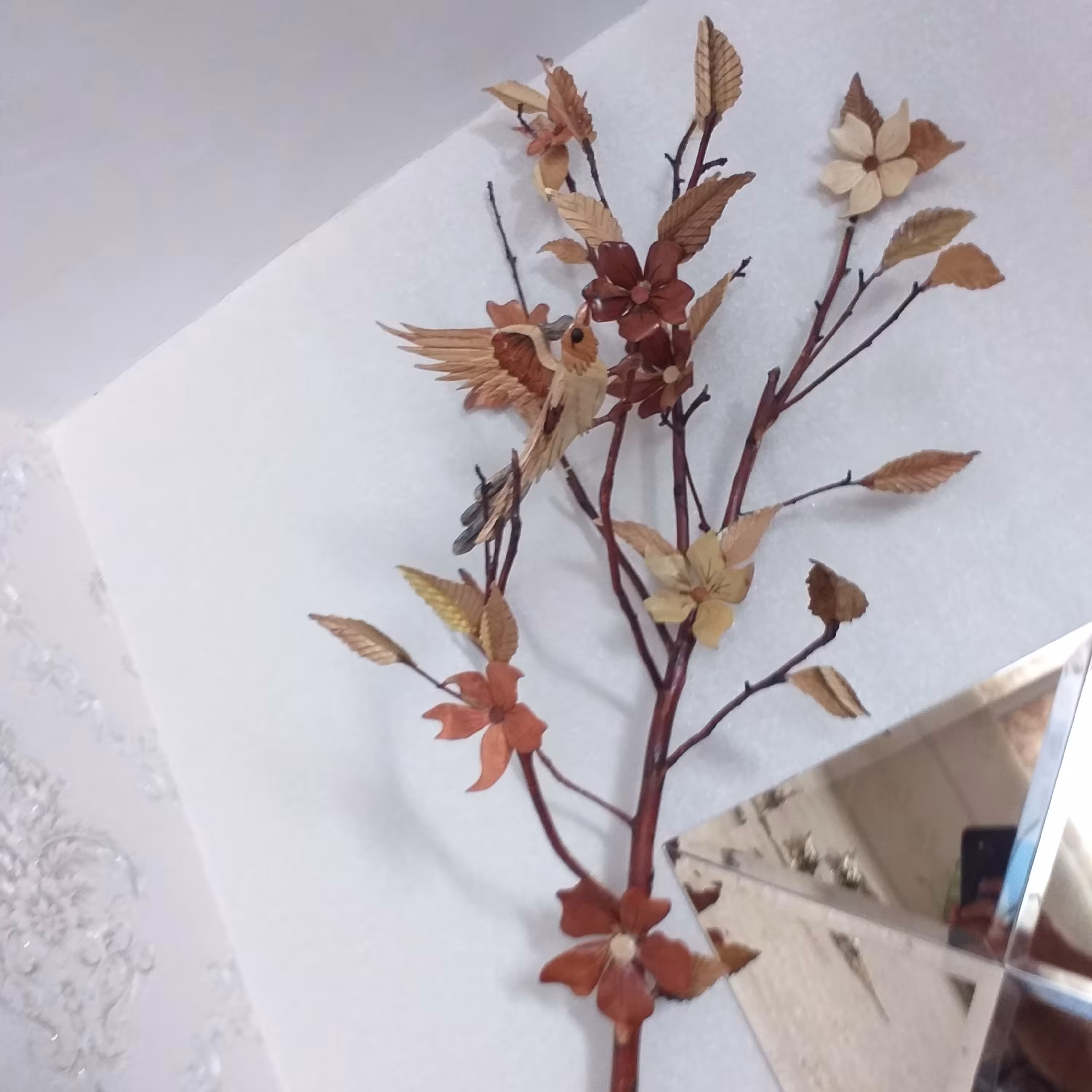 تلفیق منبت ومعرق گل و پرنده