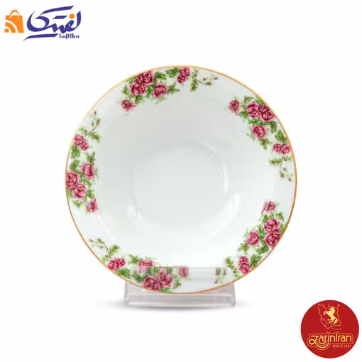 کاسه سالاد خوری چینی زرین ایتالیا اف طرح بیدگل سایز 14 - گل سرخی