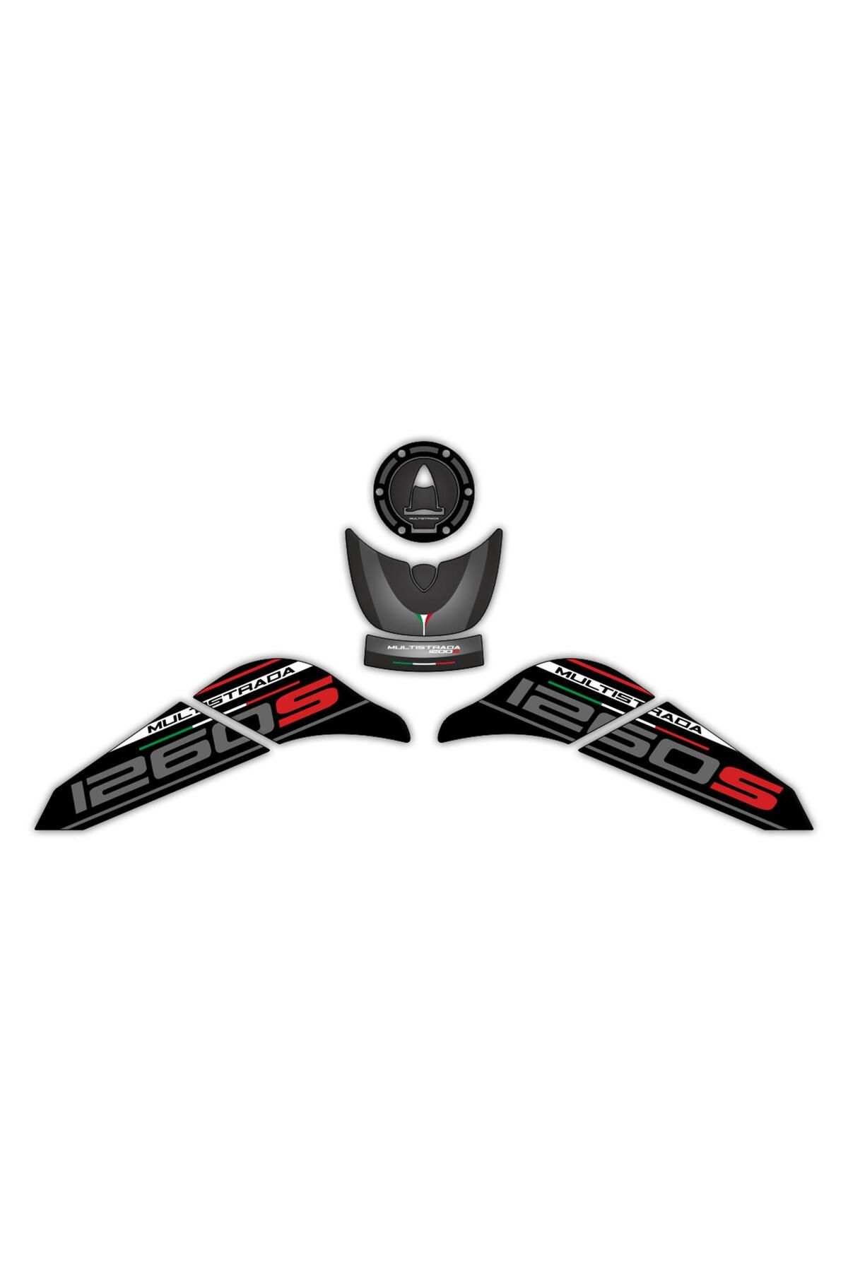محصولات ضروری موتورسیکلت مشکی GP کامپوزیت DUCATI MULTISTRA 1260 S 2015 2018 مجموعه مخزن سازگار GP KOMPOZİT