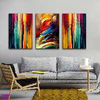 تابلو شاسی بکلیت طرح نقاشی مدرن مدل SH-726 مجموعه 3 عددی