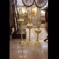شمعدان 3 تایی شمعدان طلایی کنارسالنی