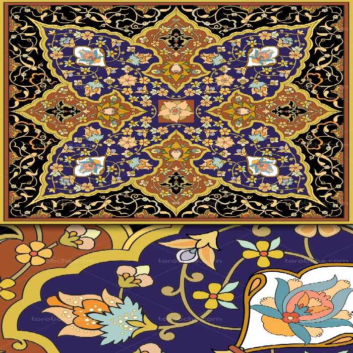 وکتور کتیبه تذهیب قدیمی مربع - گرافیک با طعم تربچه