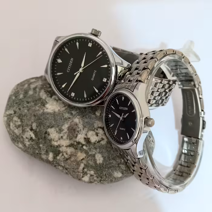 ساعت مچی ست سیتیزن CITIZEN ساده بند فلزی 12 نگین موتور ژاپن تکی هم به فروش میرسد ساعت عبدی ساعت ست سیتیزن ساعت سیتیزن