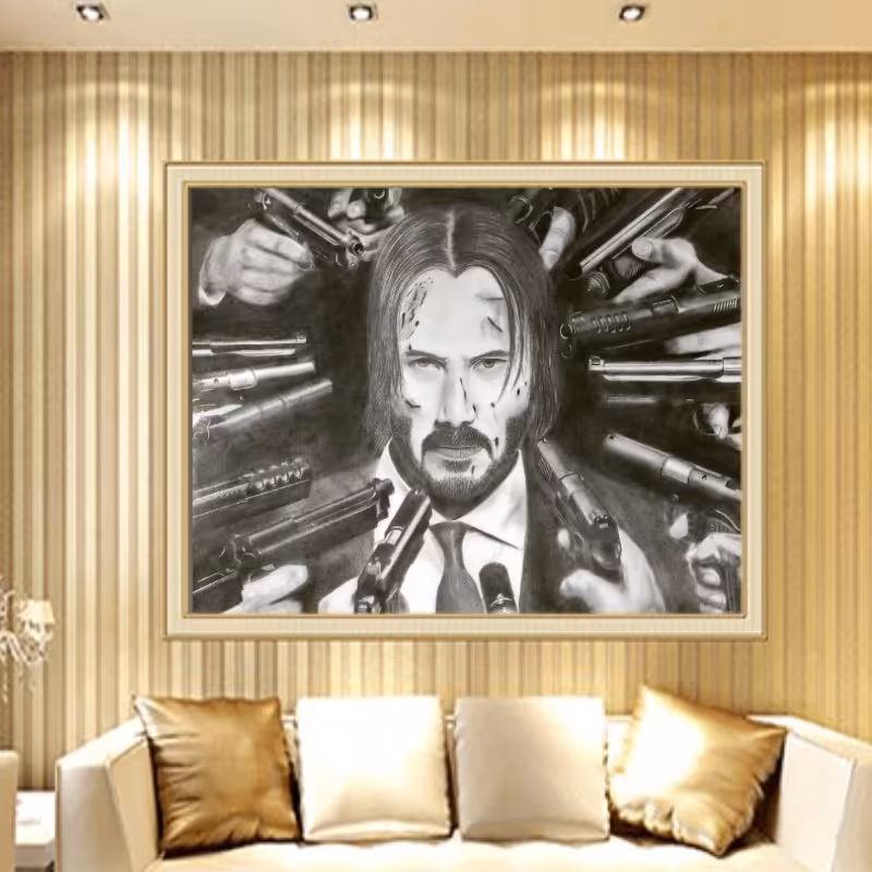 پرتره سیاه قلم جان ویک (کیانو ریوز)