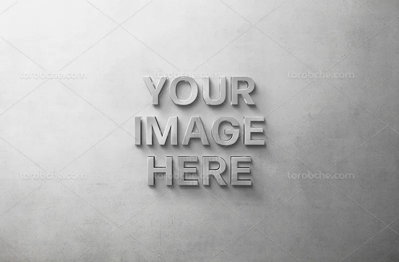 موکاپ PSD لوگو روی دیوار فلزی سه بعدی | گرافیک با طعم تربچه