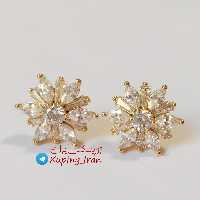 گوشواره ژوپینگ طرح جواهر نگین دار طلایی Xuping طلا شیک مجلسی هدیه کادو
