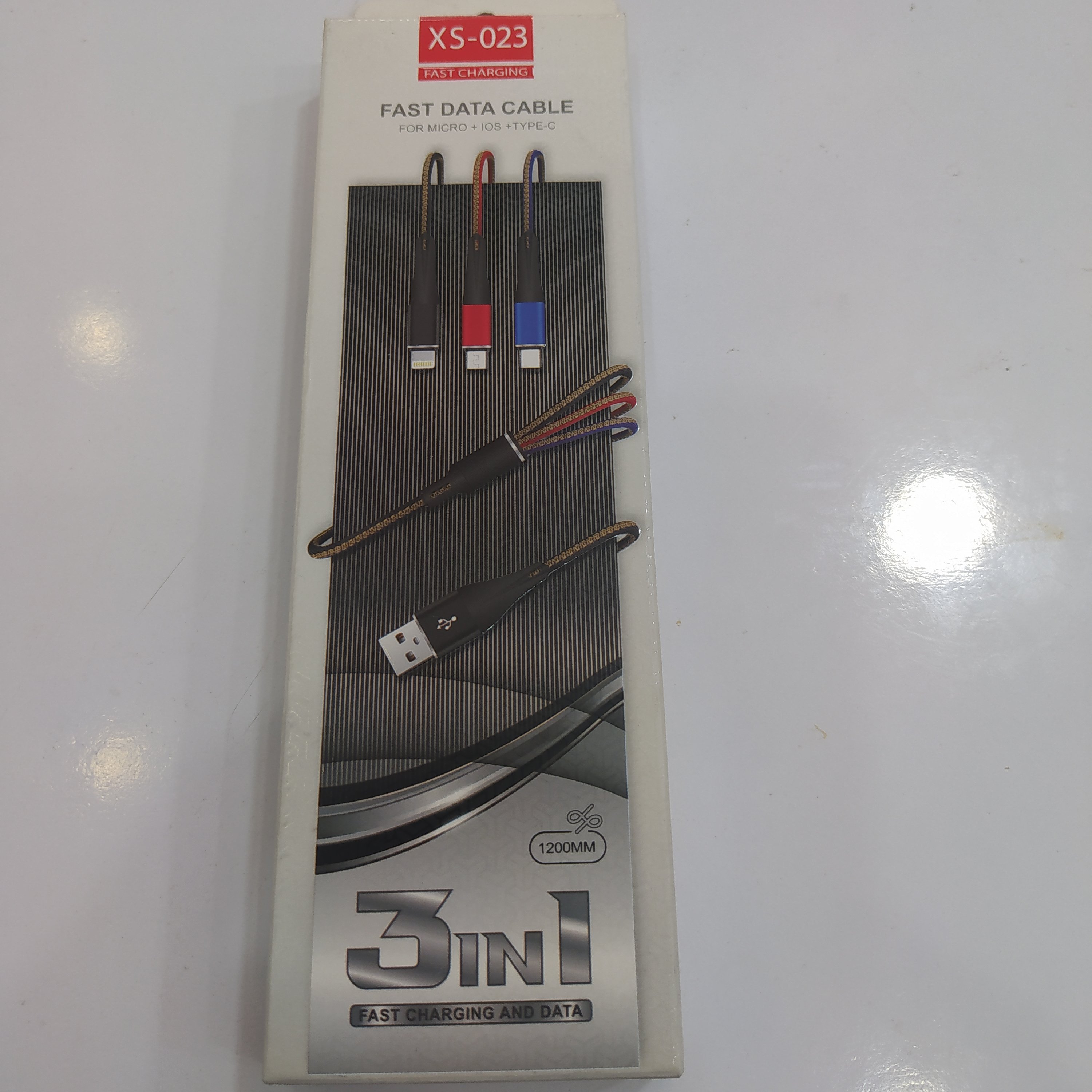 کابل تبدیل USB به microUSB.لایتنینگ. USB-C مدل XS-023 طول 1.2 متر