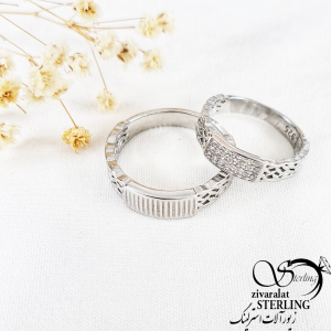 حلقه ست کلاسیک طرح دار با نقره 925 کد 10581