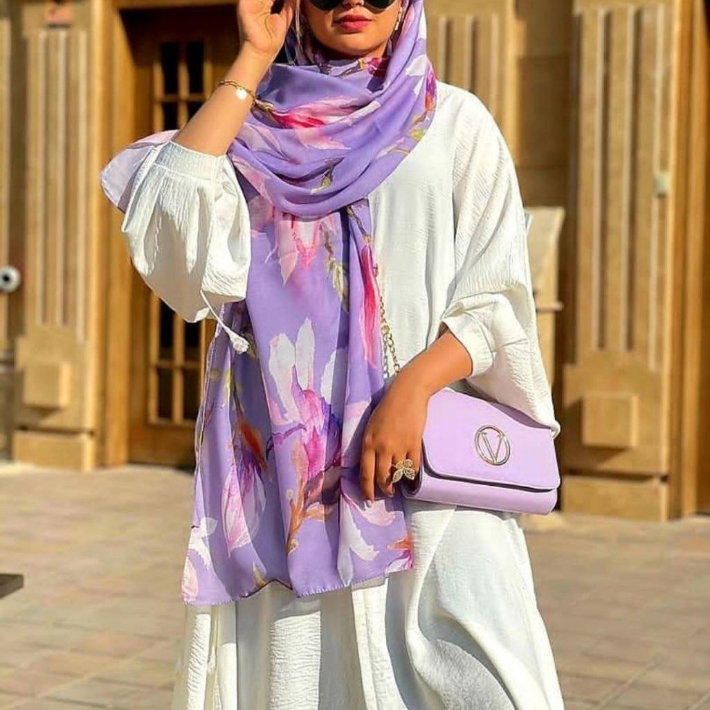 شال رنگ بنفش زنانه و دخترانه جنس نخی رنگ زیبا ri130