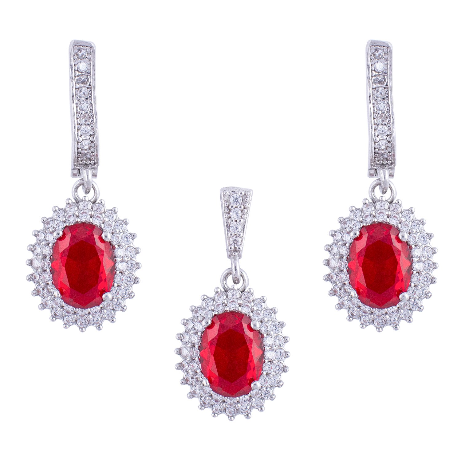  نیم ست نقره زنانه مدل یاقوت AMT-N167 