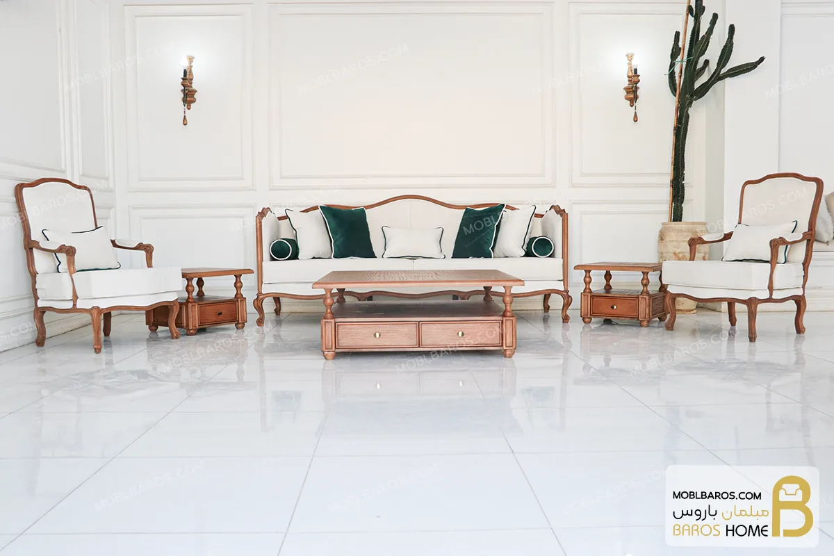 ست مبلمان نئوکلاسیک ترکیبی گندم روما و فرانسوی کد 6