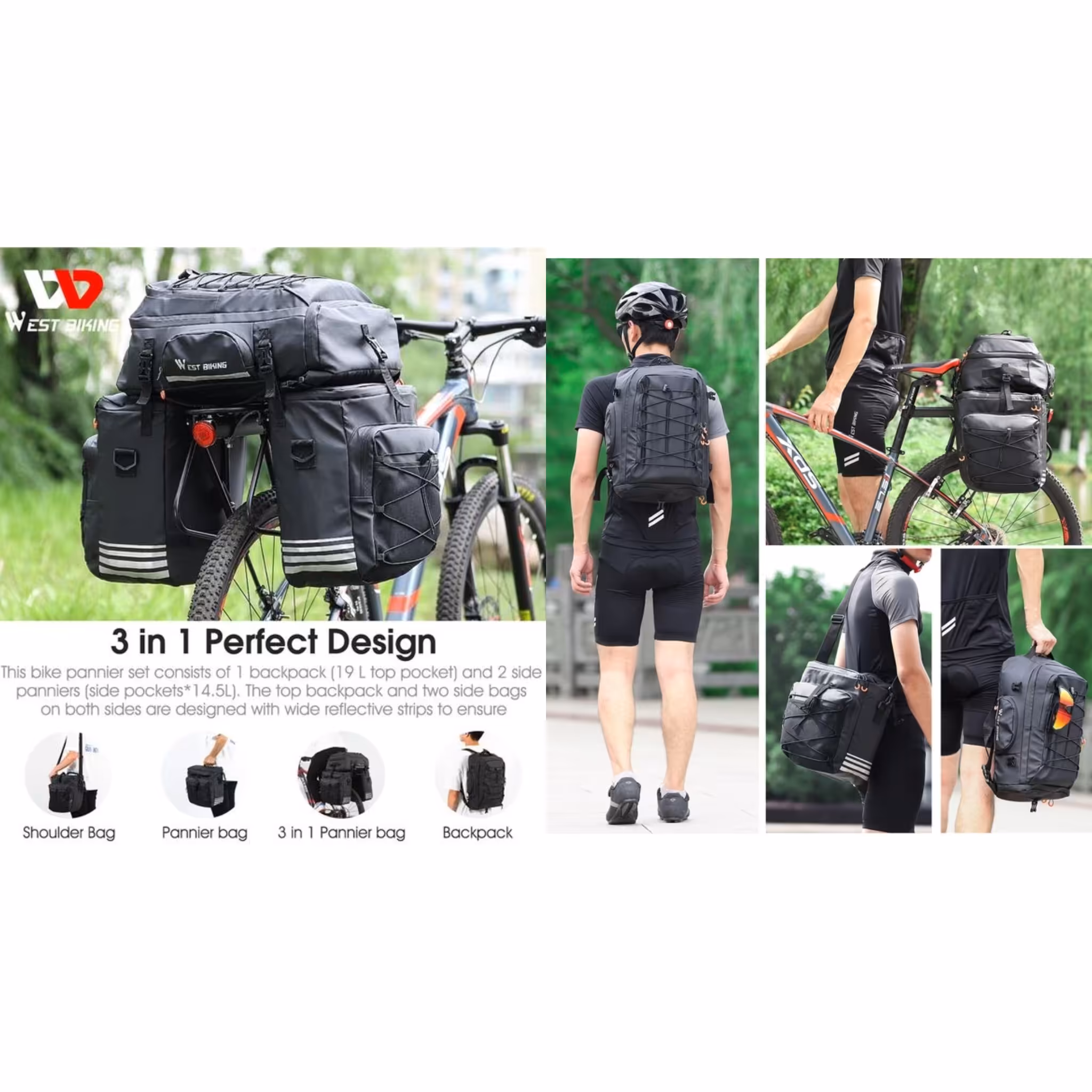 کیف خورجینی  دوچرخه سه کاره 