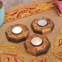 جاشمعی چوبی طرح هشت ضلعی 3 عددی