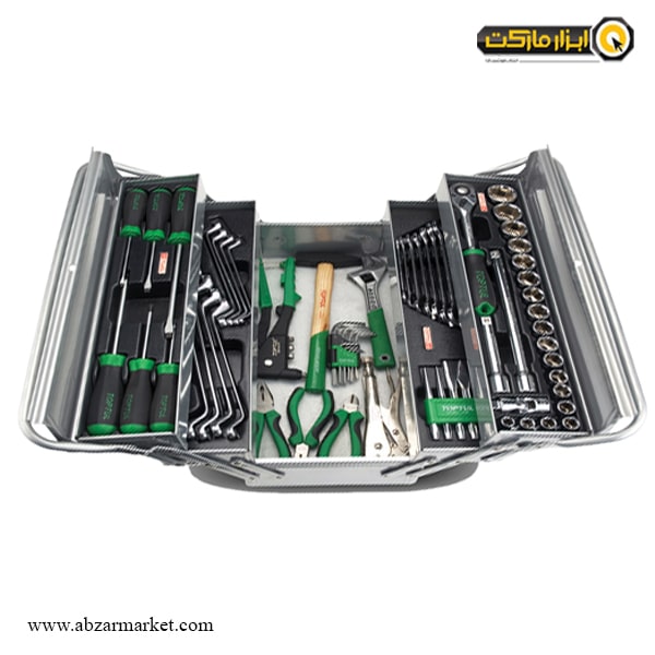 جعبه ابزار تاپ تول با لوازم کامل 62 عددی مدل GCAZ0021