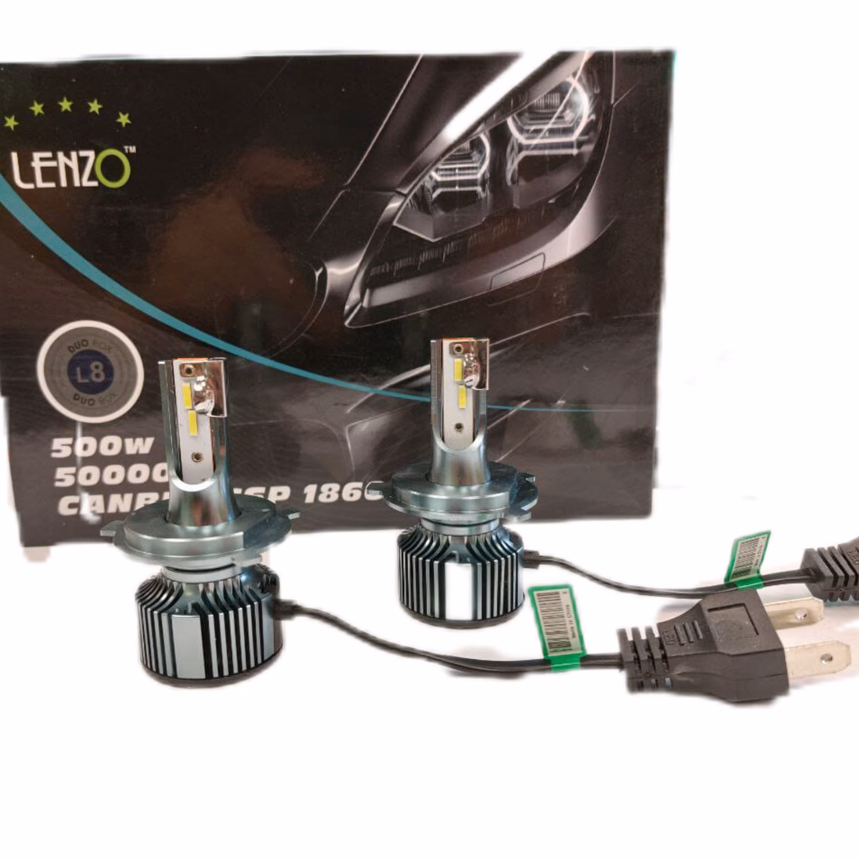 هدلایت دوطرفه L8 برند لنزو  500 وات پایه H7