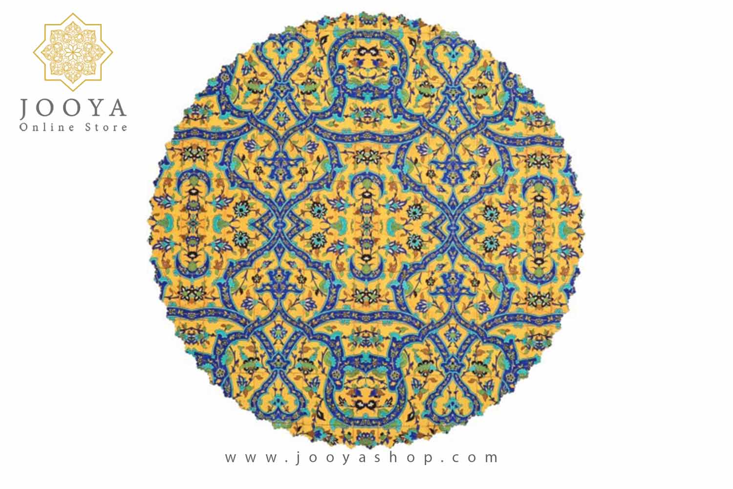 رومیزی مخمل فرش کاشی زرد