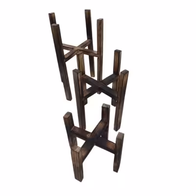 استند سه تیکه گلدان چوبی