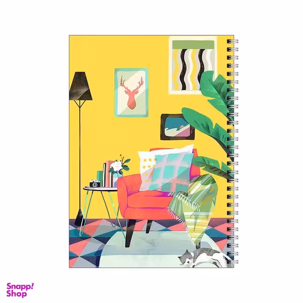 دفتر مشق 50 برگ بامبیلیپ طرح اتاق نشیمن و گل و گربه کد 3859364