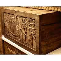 باکس لوازم قهوه چوبی با درب منبت