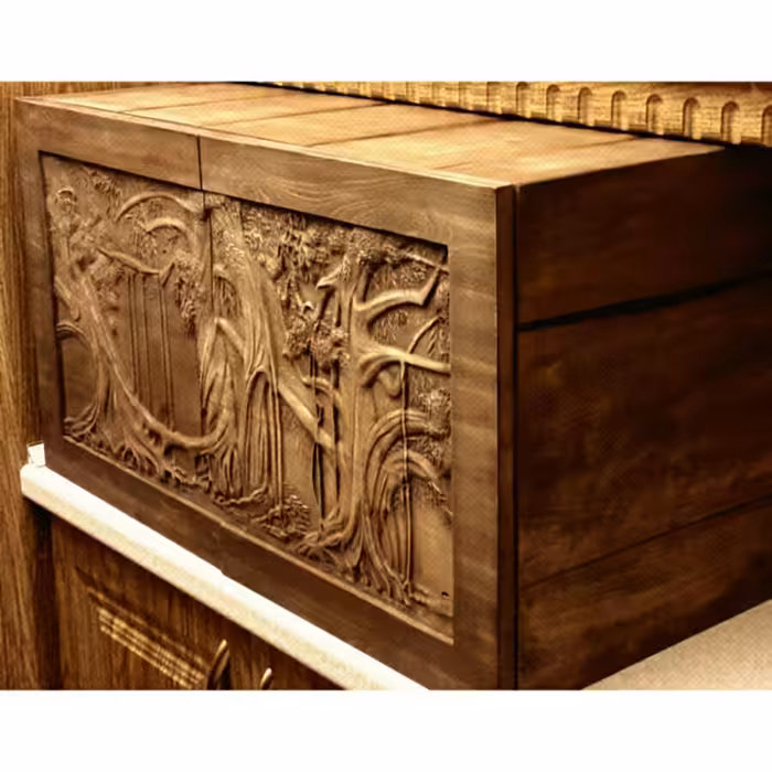 باکس لوازم قهوه چوبی با درب منبت