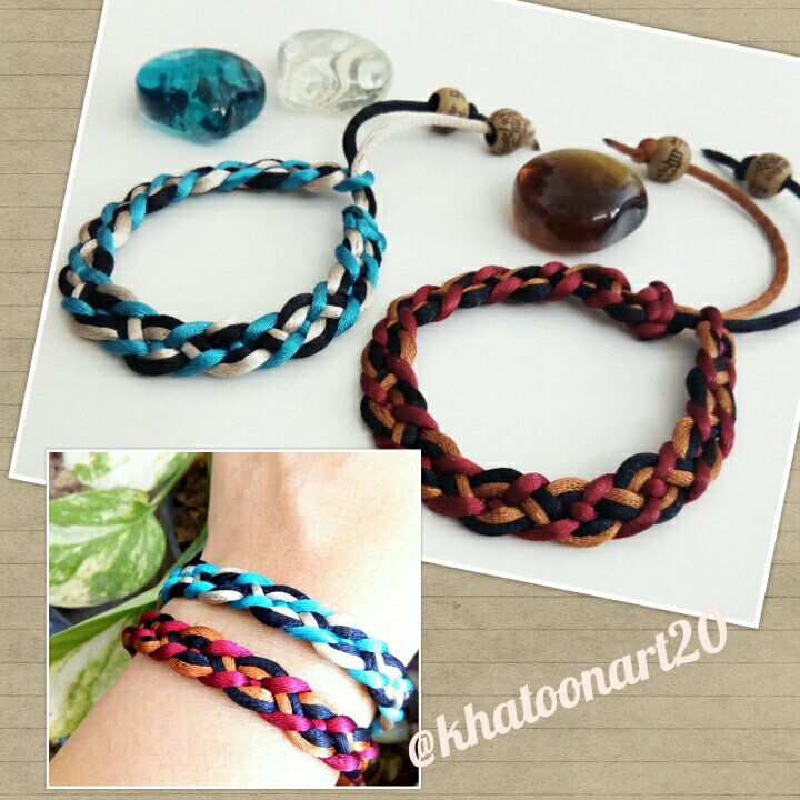 دستبند قیطون بافت سه رنگ