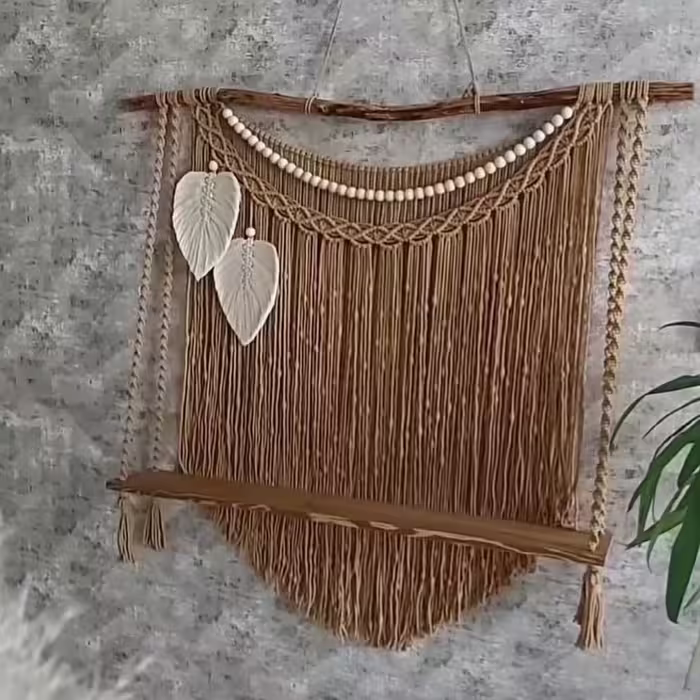 شلف مکرومه طرح کهکشان مناسب برای هفت سین ، میزعکس، شمع 