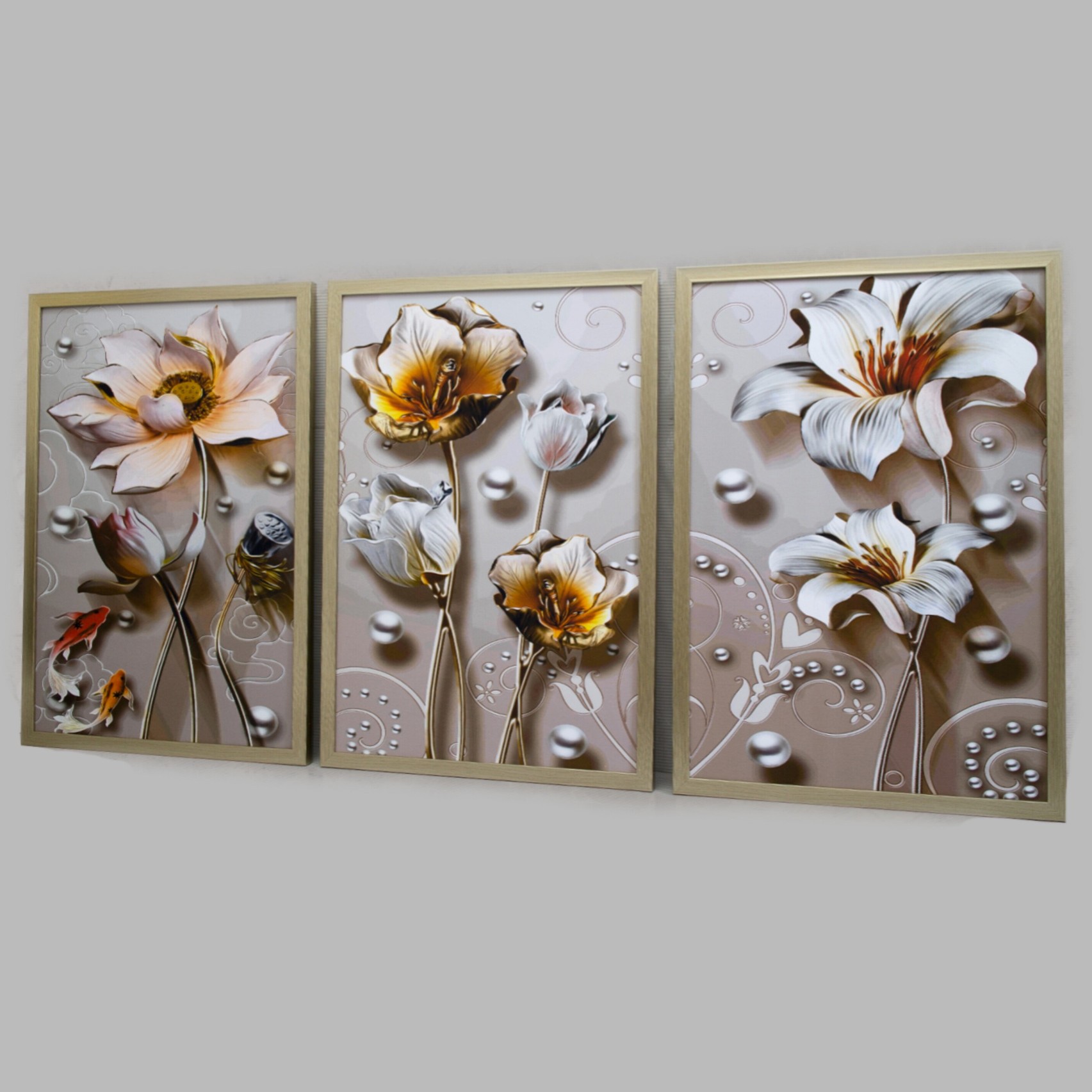 تابلو دکوراتیو 3تیکه گلهای رنگی