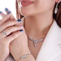 سرویس میکرو زنجیری نقره 925 طرح جواهر ابکاری طلا