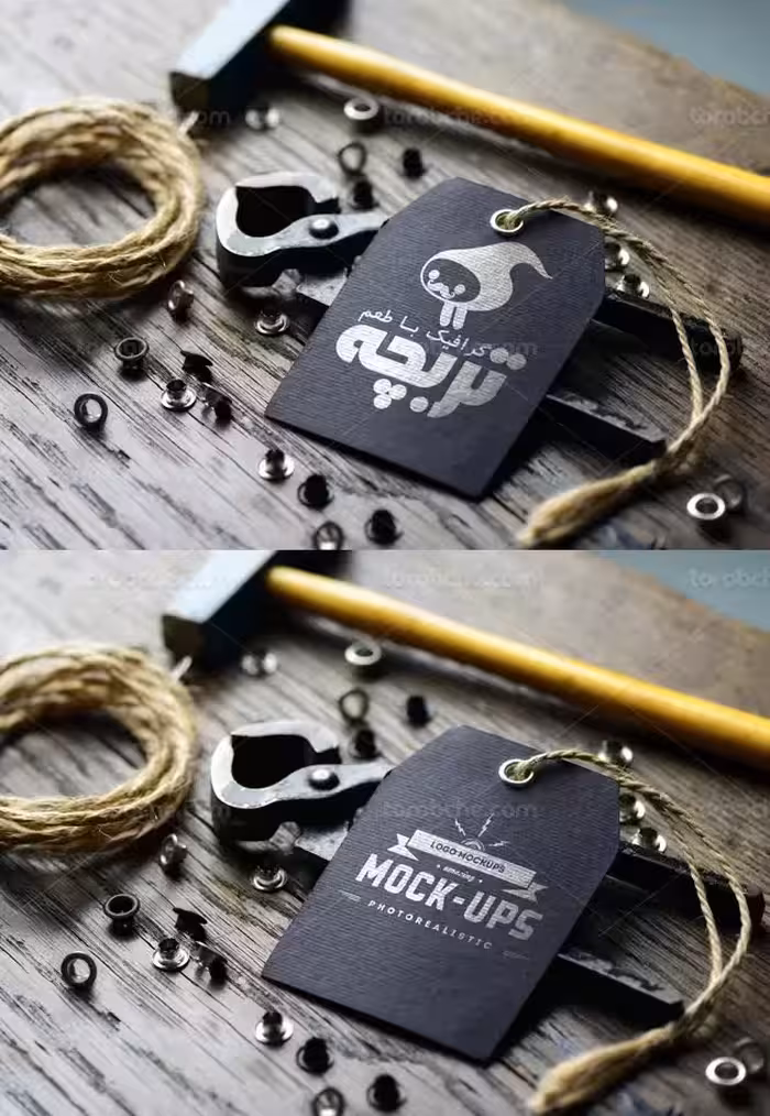 طرح موکاپ لوگوی لیبل مشکی لایه باز - گرافیک با طعم تربچه