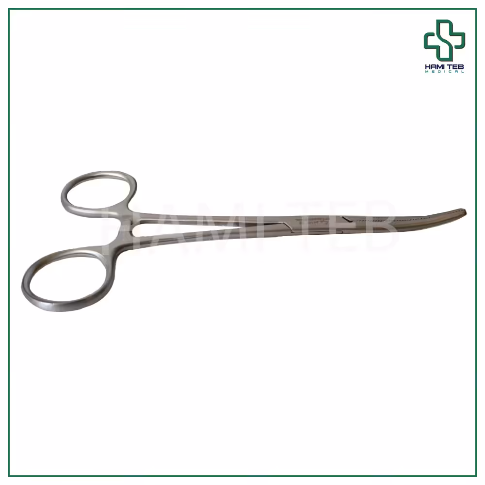 پنس هموستات سر کج استیل 14 سانت