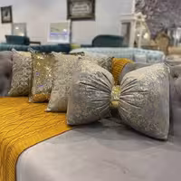 ست کوسن 4 عددی طرح اسلیمی طوسی طلاکوب 