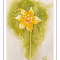 تابلو نقاشی آبرنگ نقش رنگ مدل نرگس S150 اندازه 20x30x2