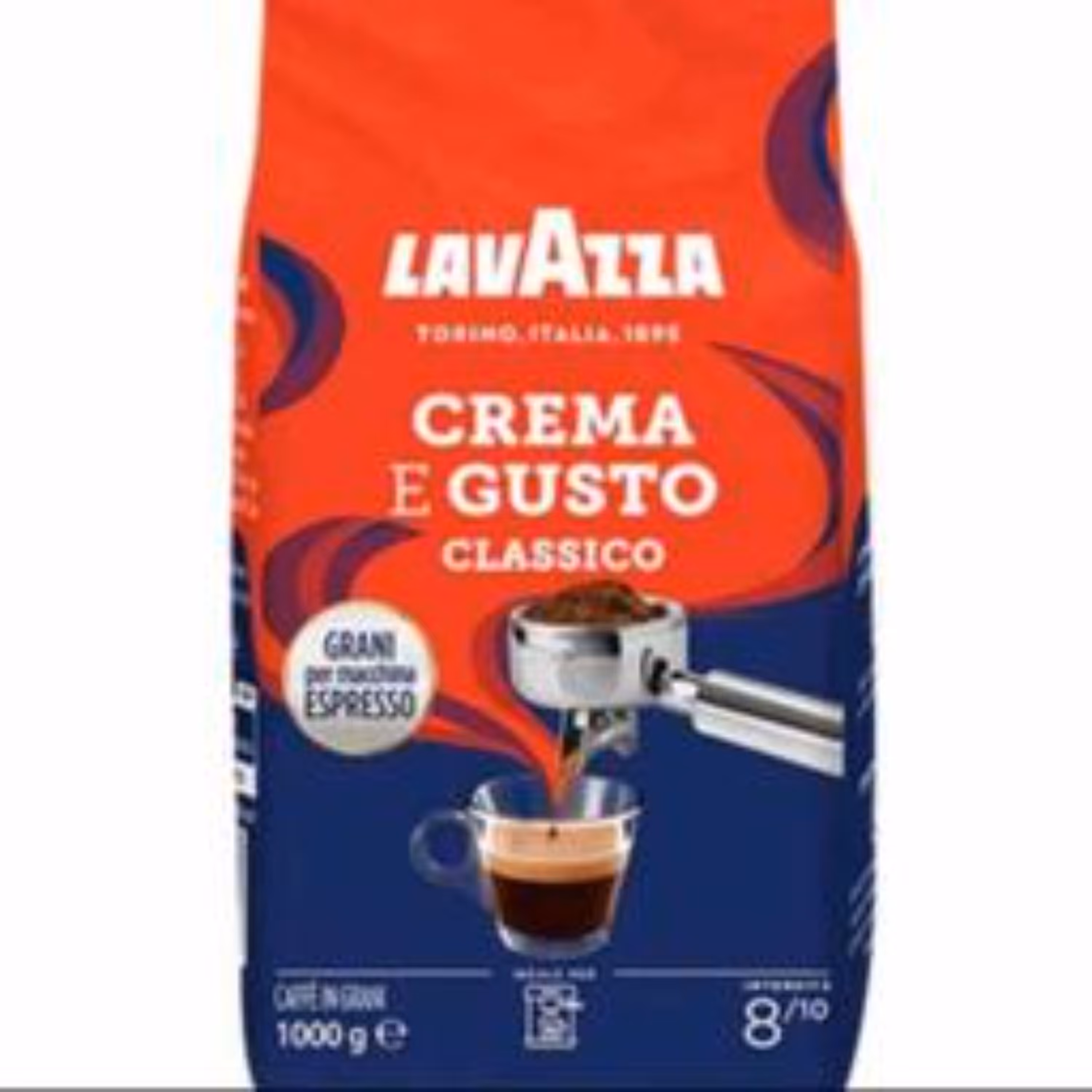 دانه قهوه لاوازا کرما گوستو وزن 1kg crema e gusto classico   