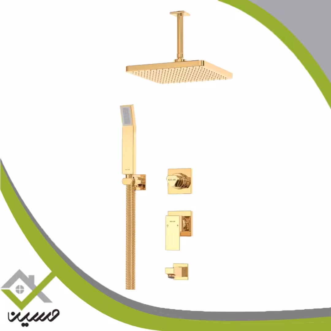 ملزومات دوش تیپ 3 لاکچری کلار مدل فلت طلایی(هزینه ارسال پس کرایه است)