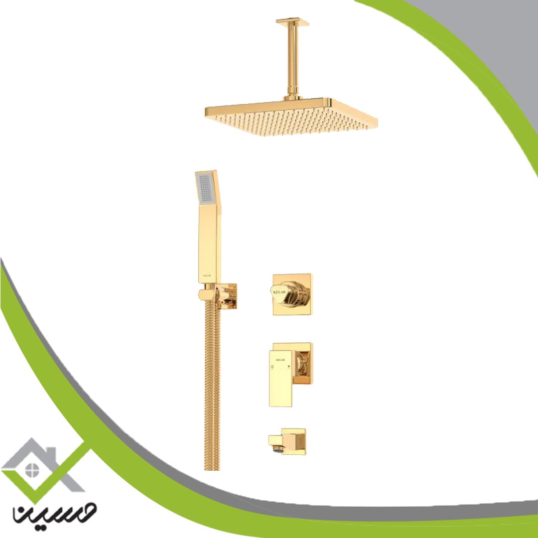 ملزومات دوش تیپ 3 لاکچری کلار مدل فلت طلایی(هزینه ارسال پس کرایه است)
